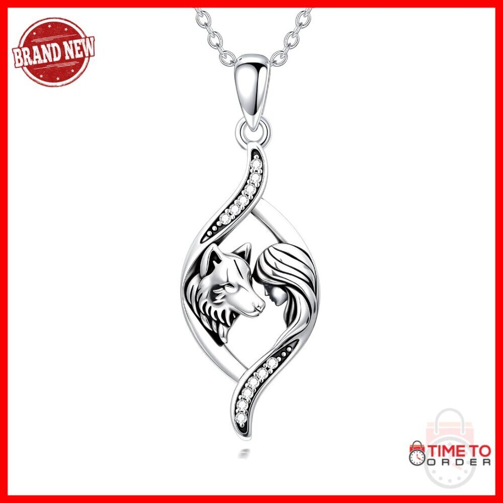 Sterling Silver Wolf Pendant Necklace Elegant Minimal Chic Animal Jewelry Gift